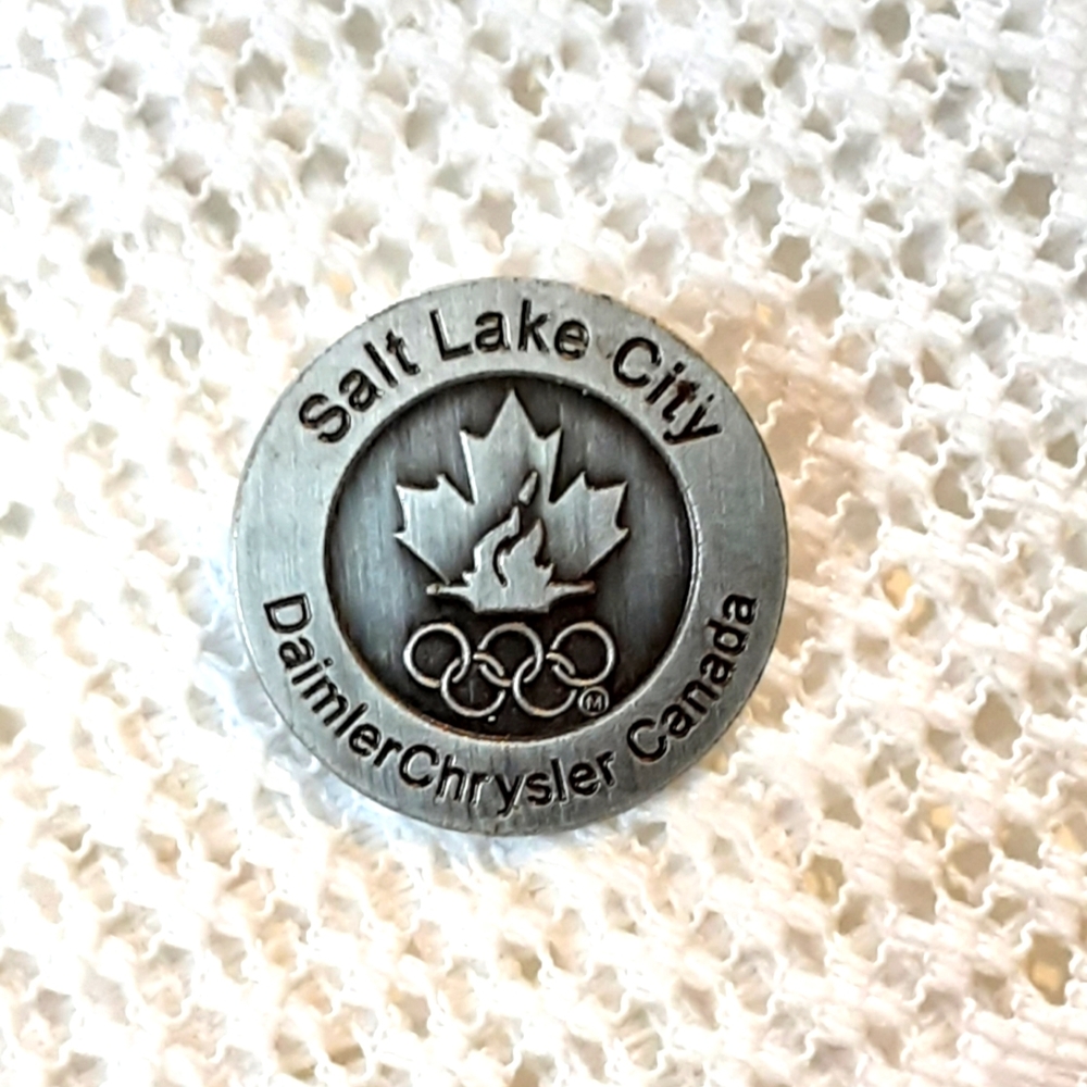 Vintage 2002 Olympic Pin Salt Lake City Daimler Chrysler Canada Pewter Finish